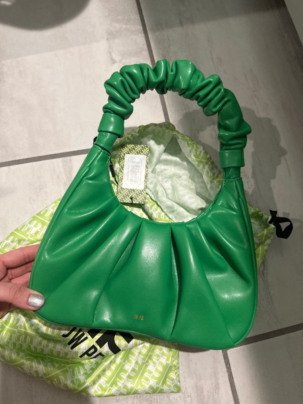JW PEI Grass Green runched hobo bag